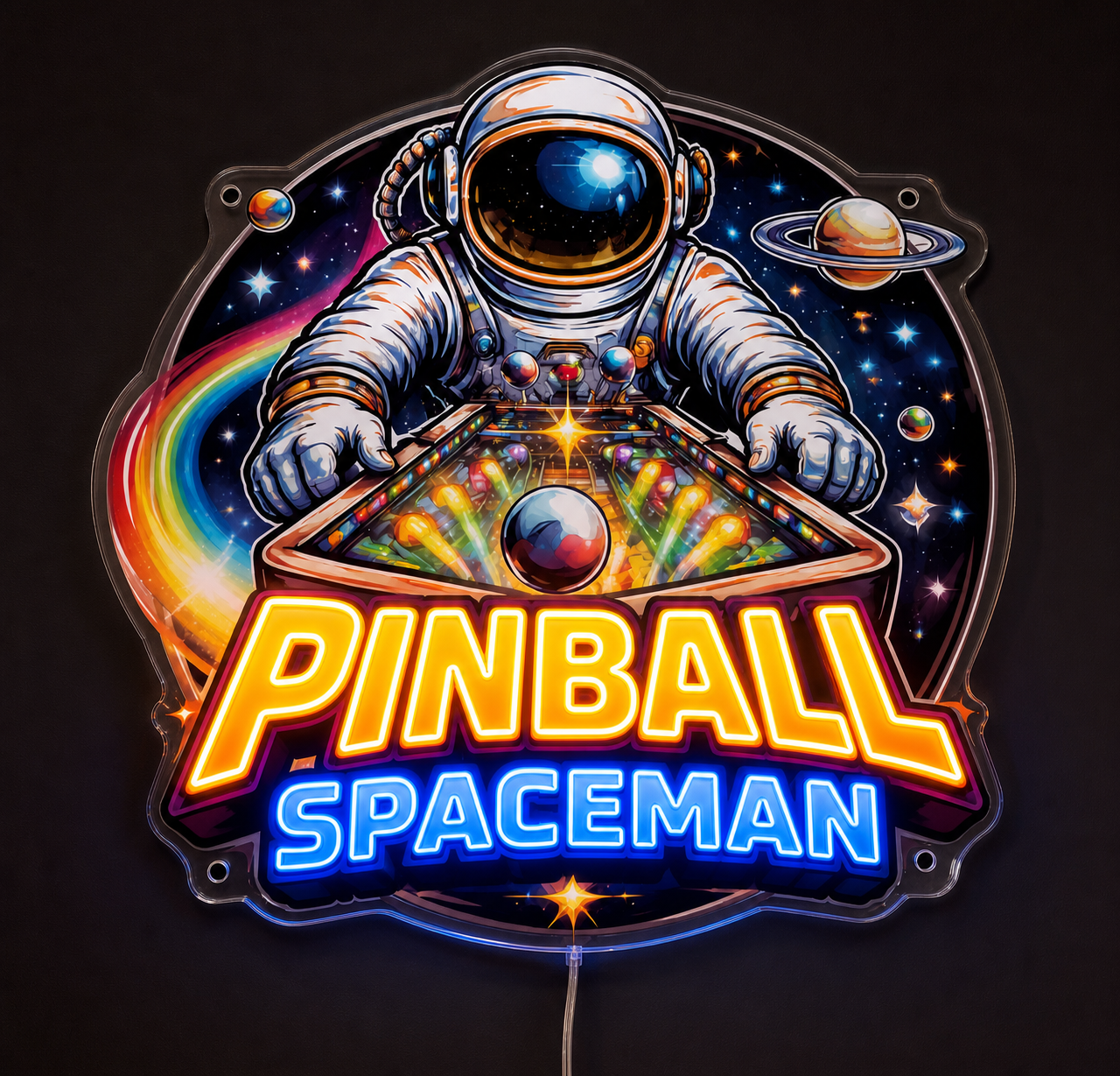 PINBALL SPACEMAN Custom LED Neon Sign (LED preview)