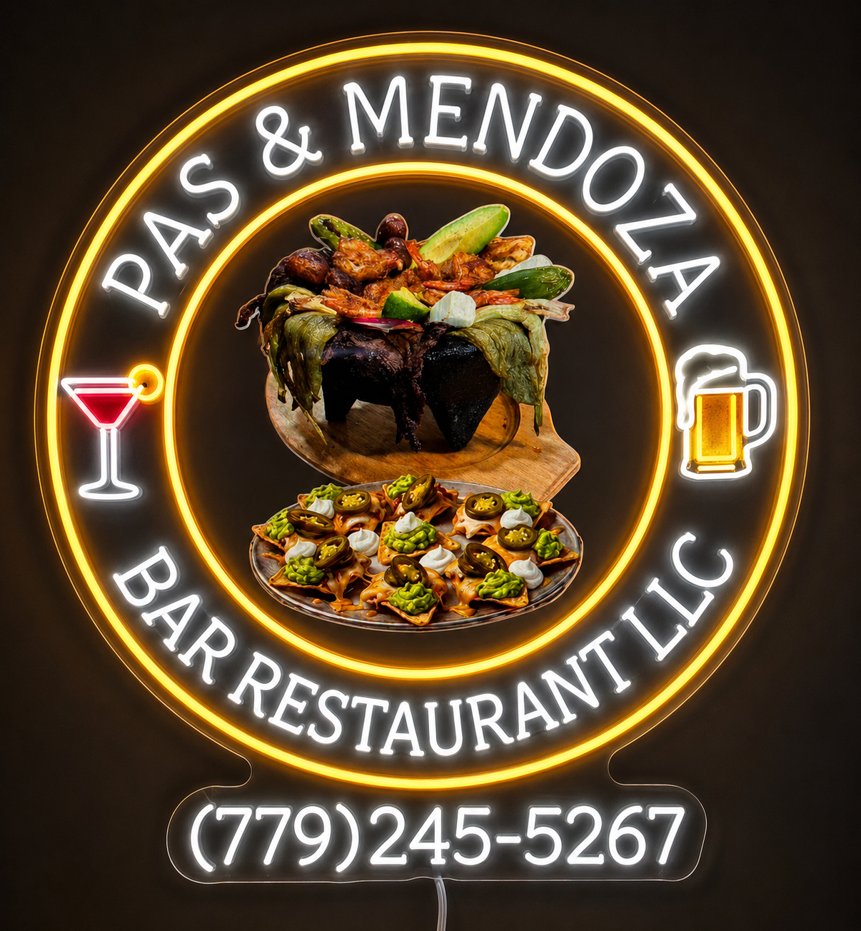 PAS & MENDOZA BAR RESTAURANT LLC Custom LED Neon Sign (LED preview)