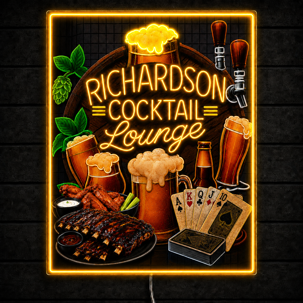 RICHARDSON COCKTAIL Lounge Custom LED Neon Sign (LED preview)