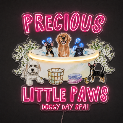 PRECIOUS LITTLE PAWS DOGGY DAY SPA! Custom LED Neon Sign (LED preview)