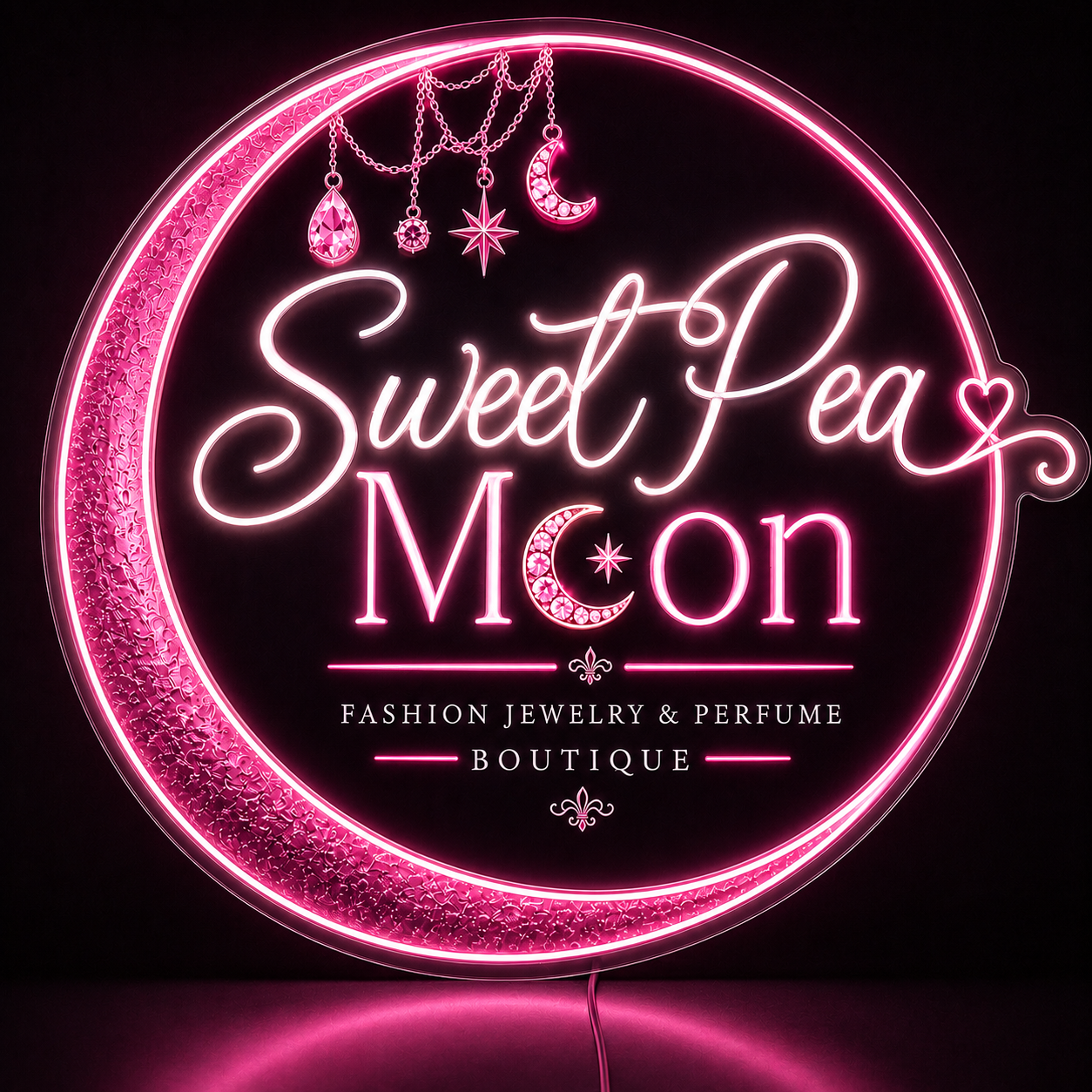 Sweet Pea Moon Custom LED Neon Sign (LED preview)