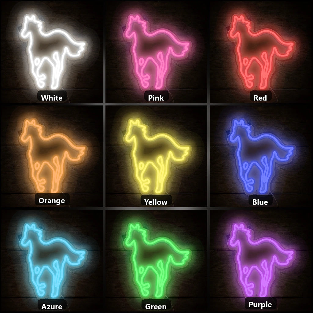 Standing Horse Outline Vintage LED Neon Sign color grid