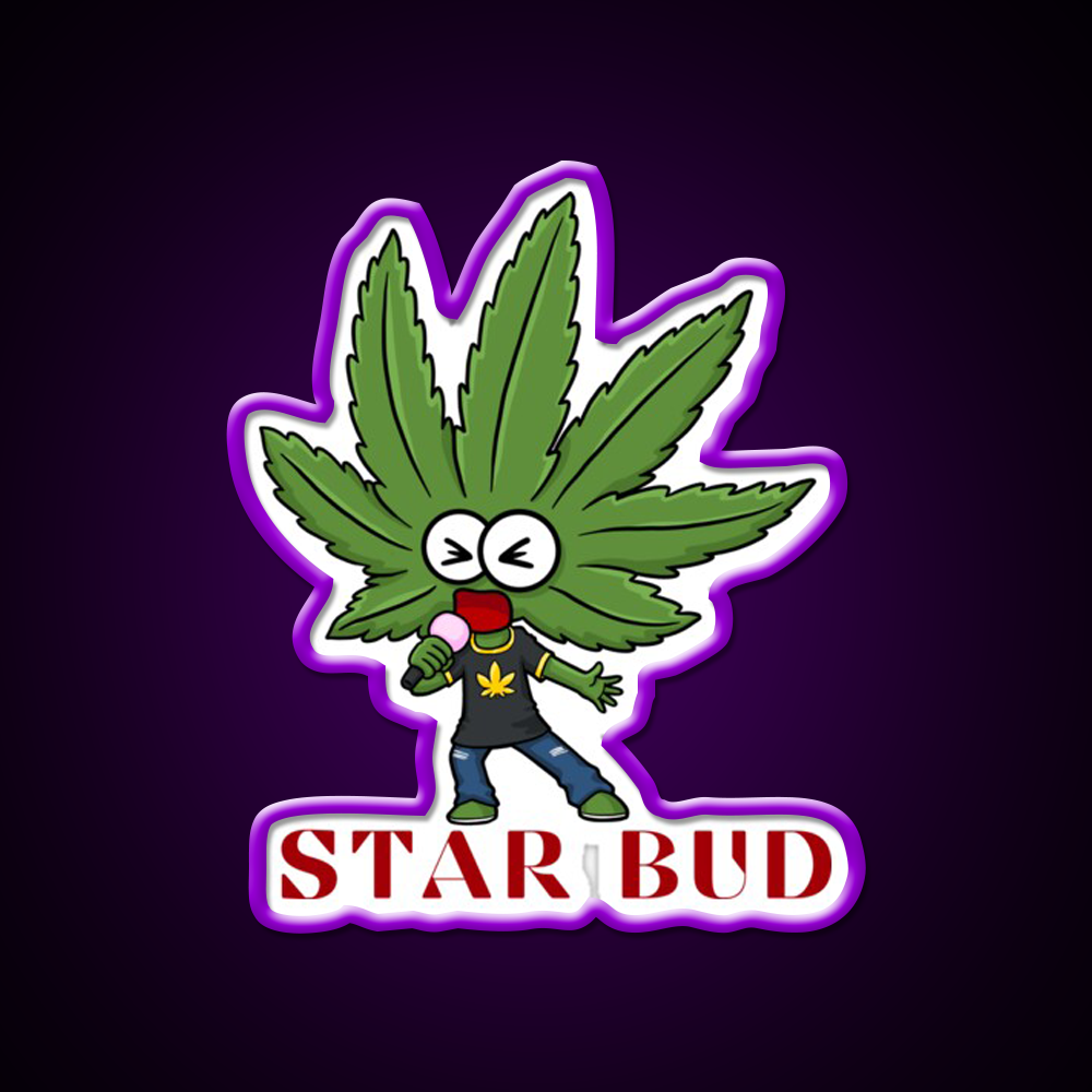 Star Bud Hemp Inspired Green Leaf Led Neon Sign Rgb Color - LED neon sign view 9