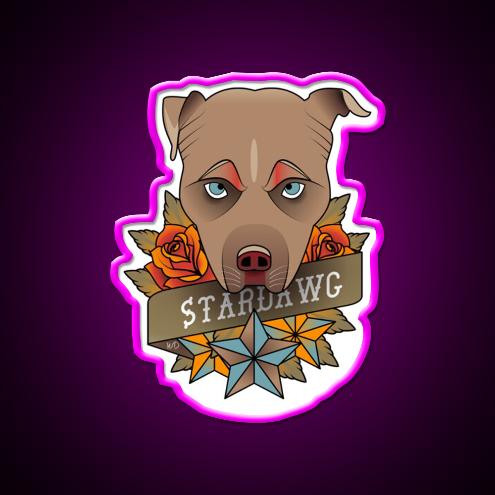 Star Dawg Hemp Inspired Green Leaf Led Neon Sign Rgb Color - Neon sign mounted on wall in room