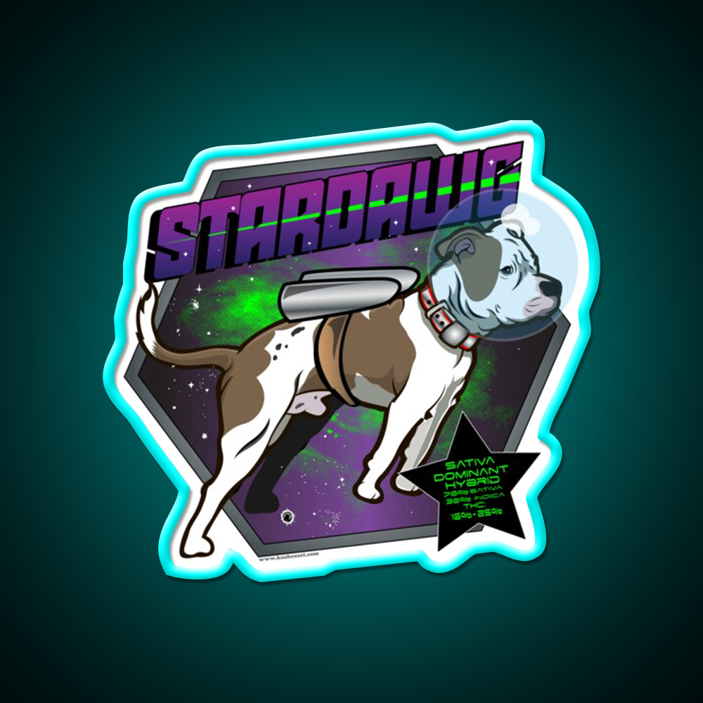 Star Dawg Strain Art Hemp Inspired Green Leaf Led Neon Sign Rgb Color - Size and dimension reference