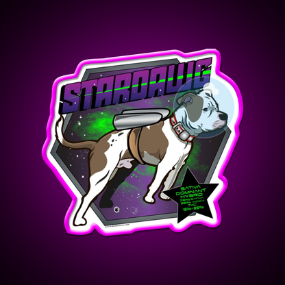 Star Dawg Strain Art Hemp Inspired Green Leaf Led Neon Sign Rgb Color - Neon sign mounted on wall in room