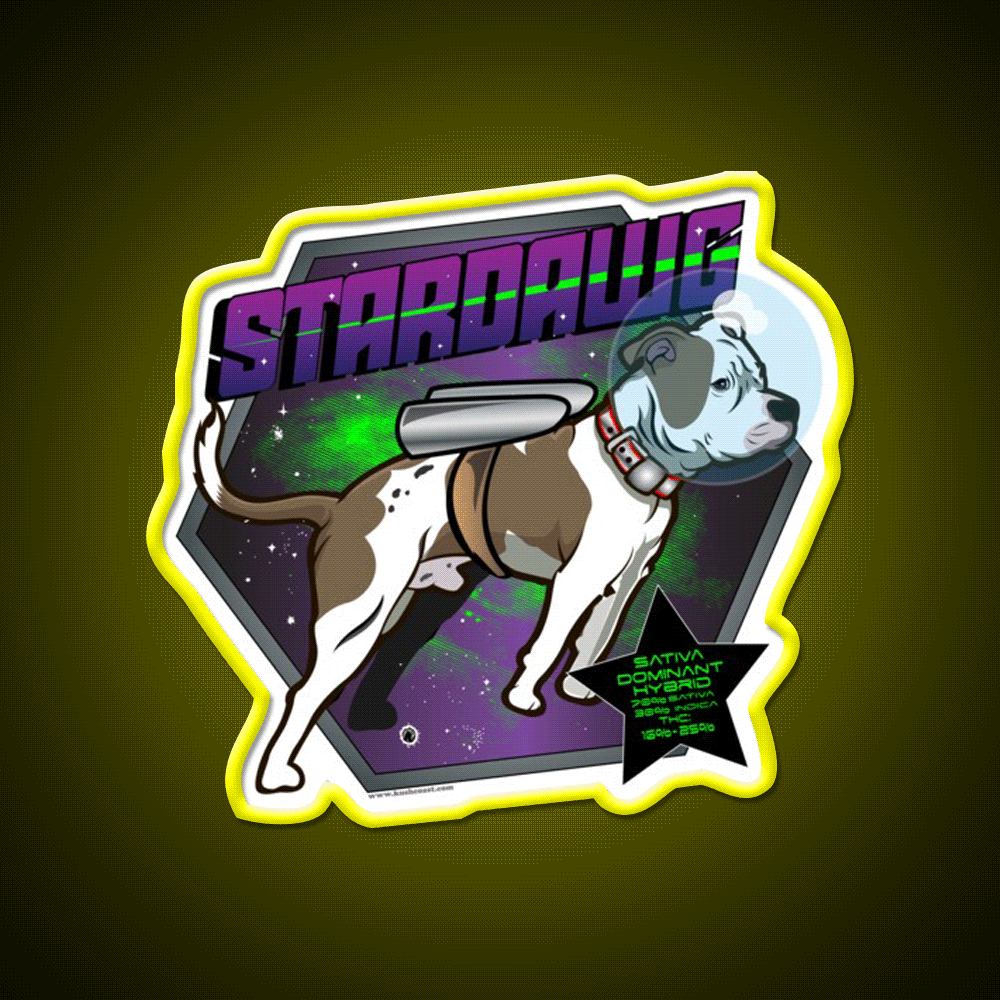 Star Dawg Strain Art Hemp Inspired Green Leaf Led Neon Sign Rgb Color - Custom LED neon sign front view
