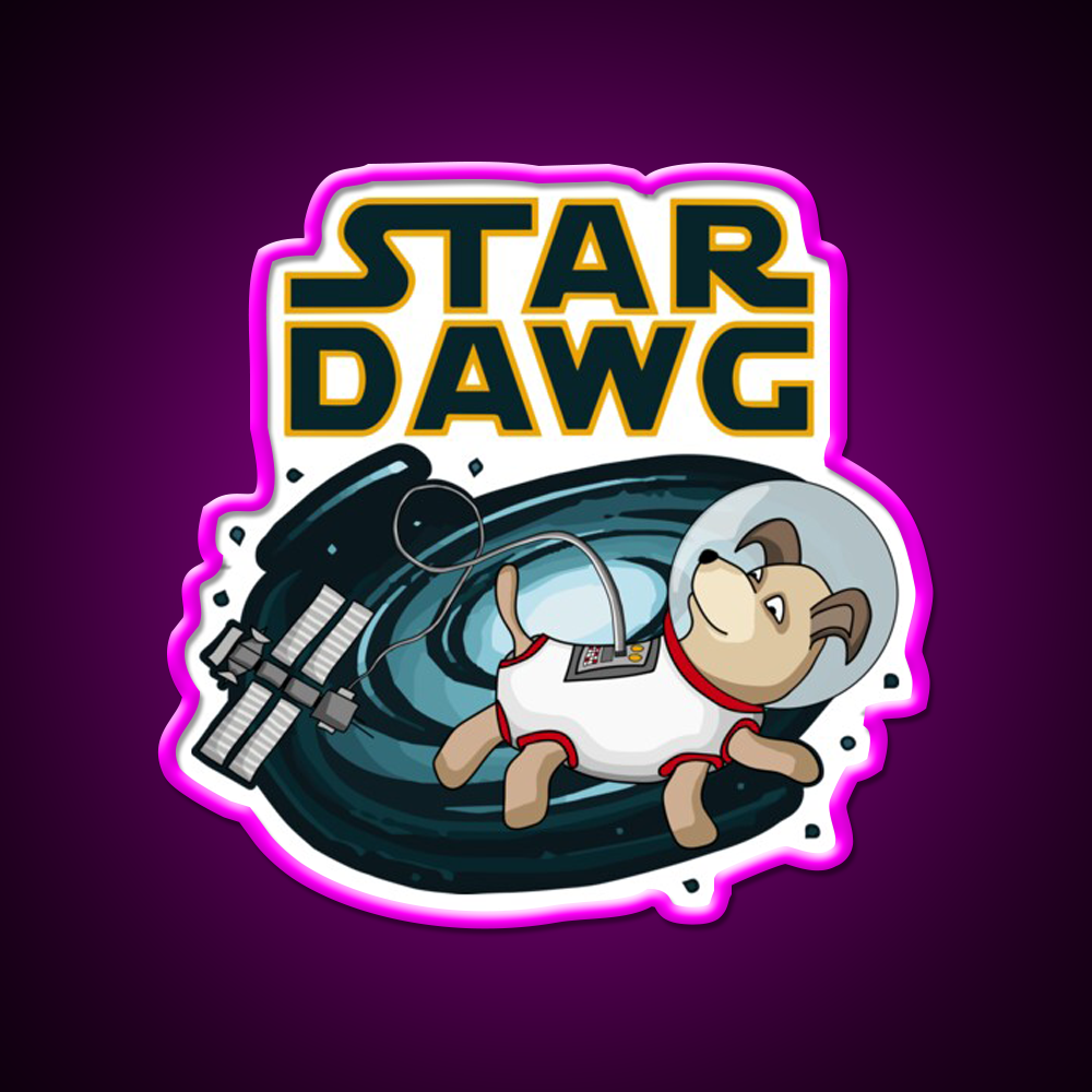Star Dawg Strain Artwork Hemp Inspired Green Leaf Led Neon Sign Rgb Color - Neon sign mounted on wall in room
