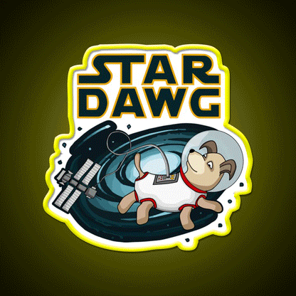 Star Dawg Strain Artwork Hemp Inspired Green Leaf Led Neon Sign Rgb Color - Custom LED neon sign front view