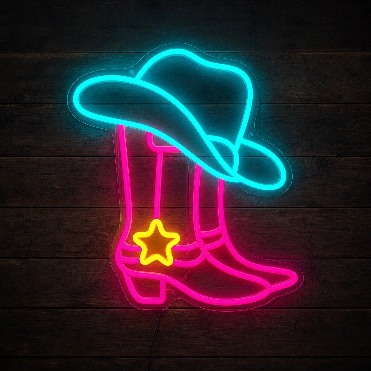 Star Spur Cowboy Boots Hat Vintage LED Neon Sign - Shineneon
