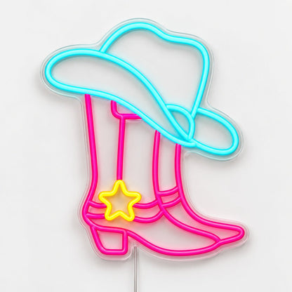 Star Spur Cowboy Boots Hat Vintage LED Neon Sign Garage Neon Sign - Shineneon