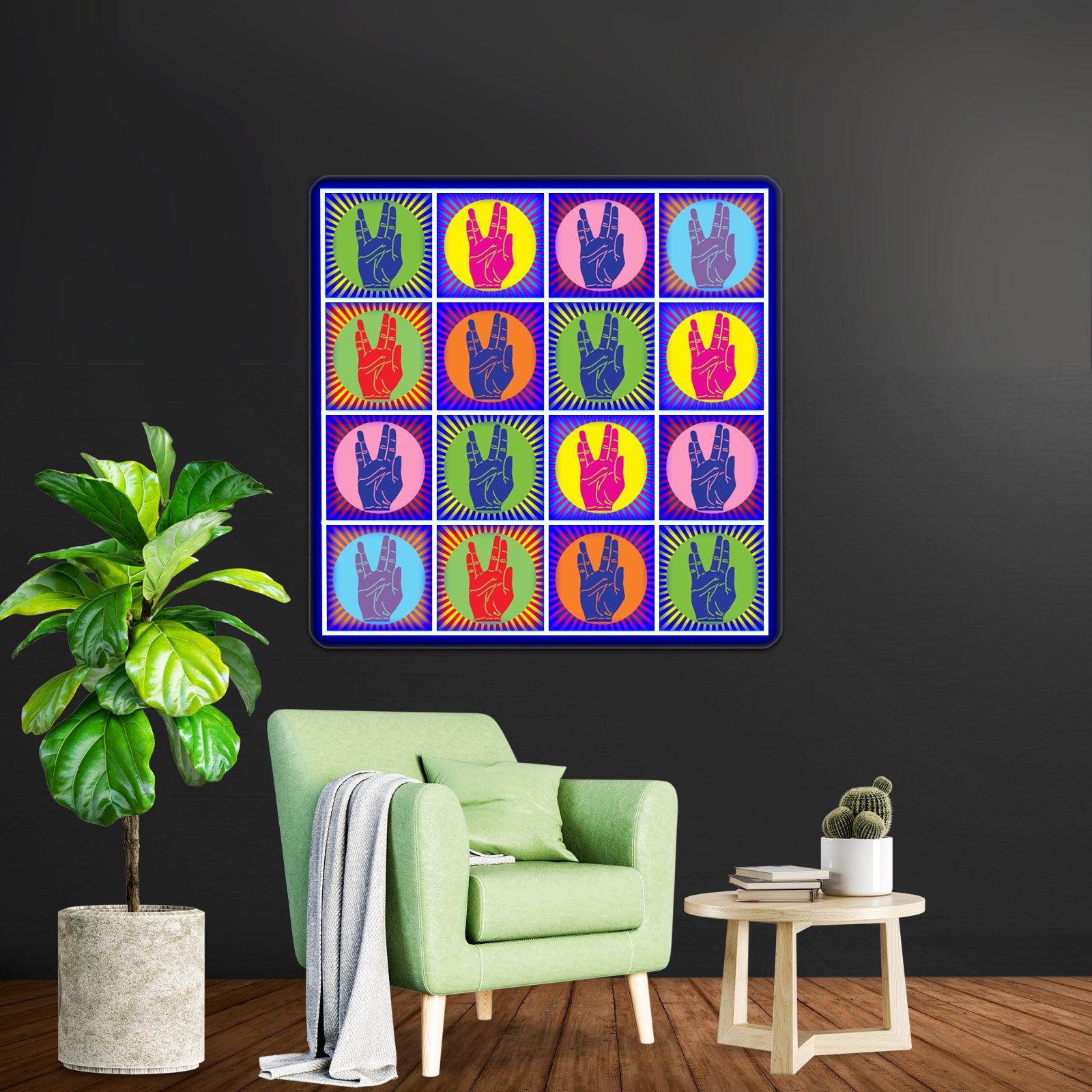 Spock Hand Pop Art 1 Artwork Custom Led Signs | Shineneon
