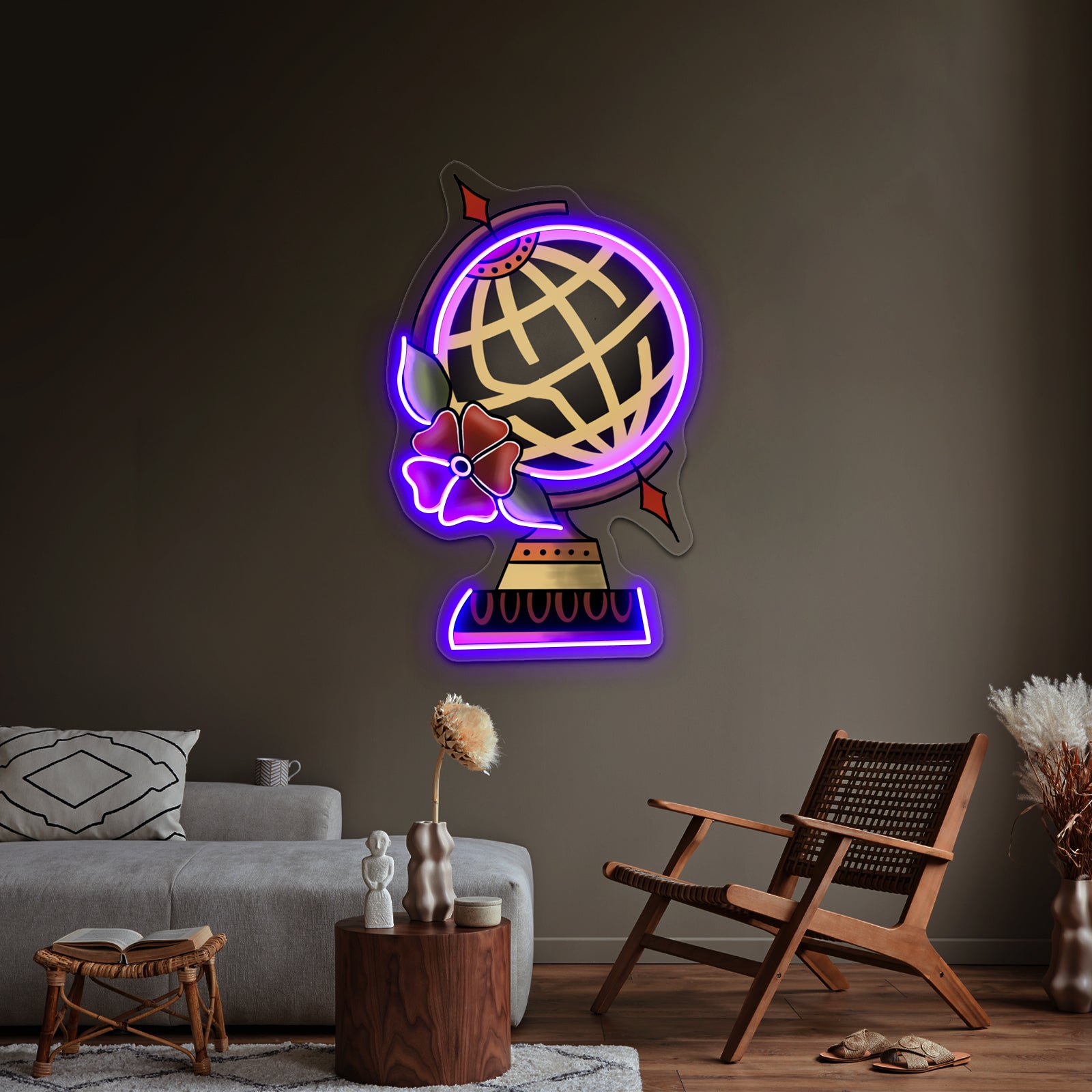 State Champs Around The World And Back Globe Artwork Neon Signs For Sale | Shineneon