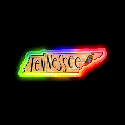 State Of Tennessee With Whiskey Bottle Whiskey Drink Bar Led Neon Sign Rgb Color - LED neon sign close-up detail