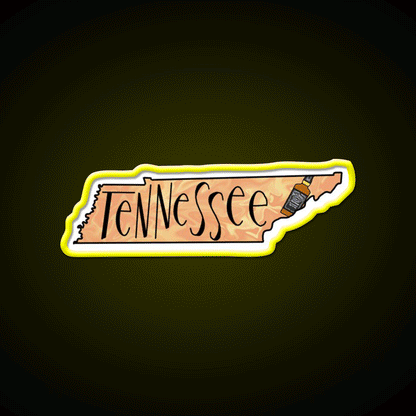 State Of Tennessee With Whiskey Bottle Whiskey Drink Bar Led Neon Sign Rgb Color - Custom LED neon sign front view
