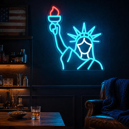Statue Liberty Silhouette LED Neon Sign real lifestyle scene