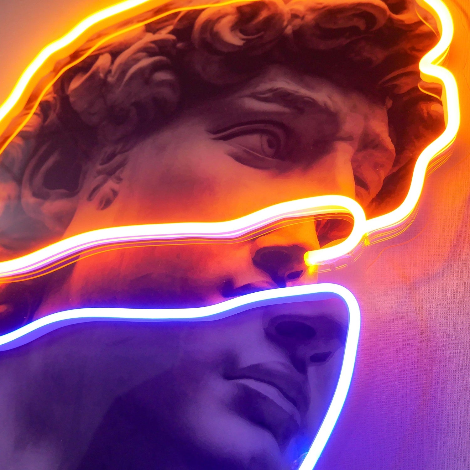 Statue Of David Blue Glow Uv Printed Led Neon Sign For Art Gallery Decor | Shineneon