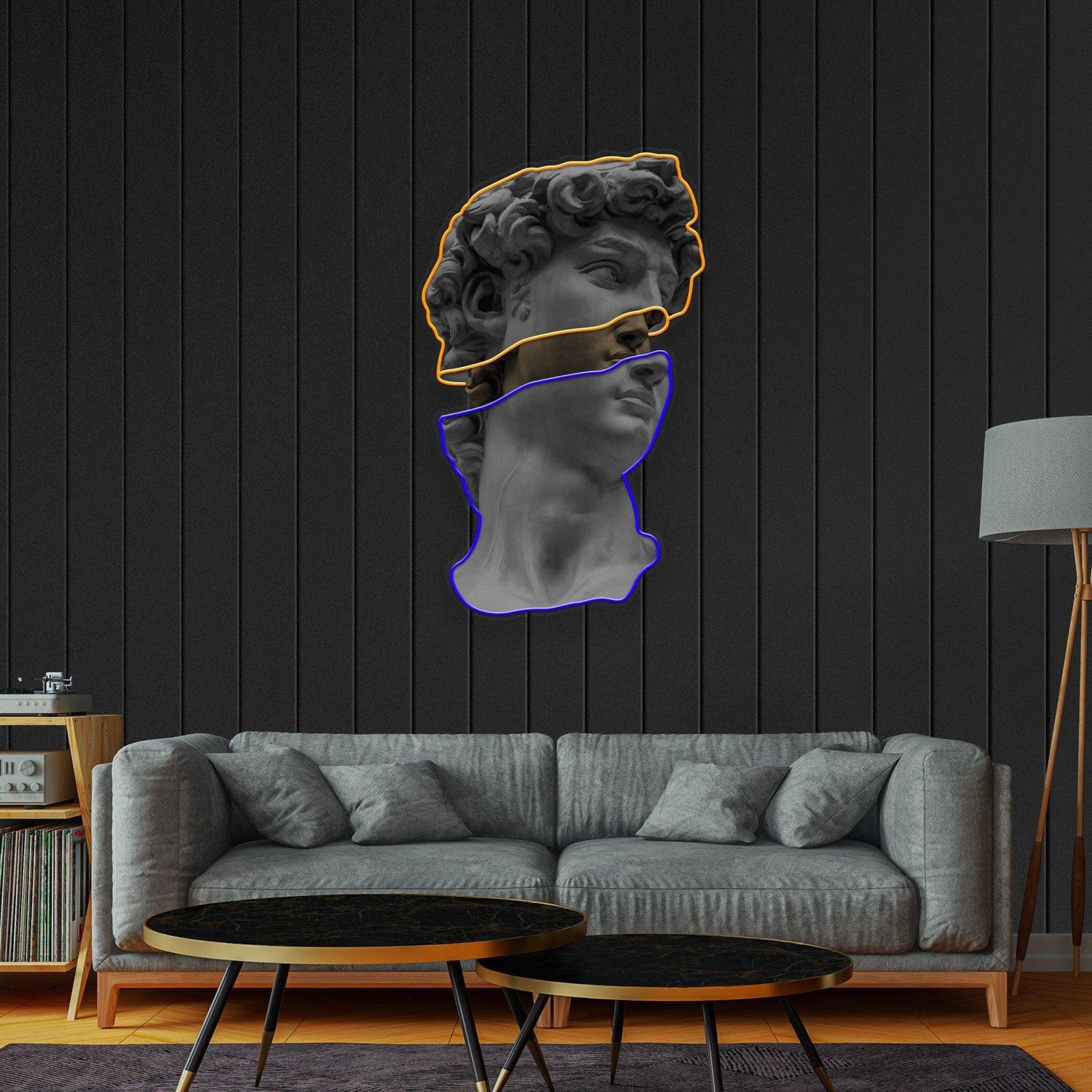 Statue Of David Blue Glow Uv Printed Led Neon Sign For Art Gallery Decor | Shineneon