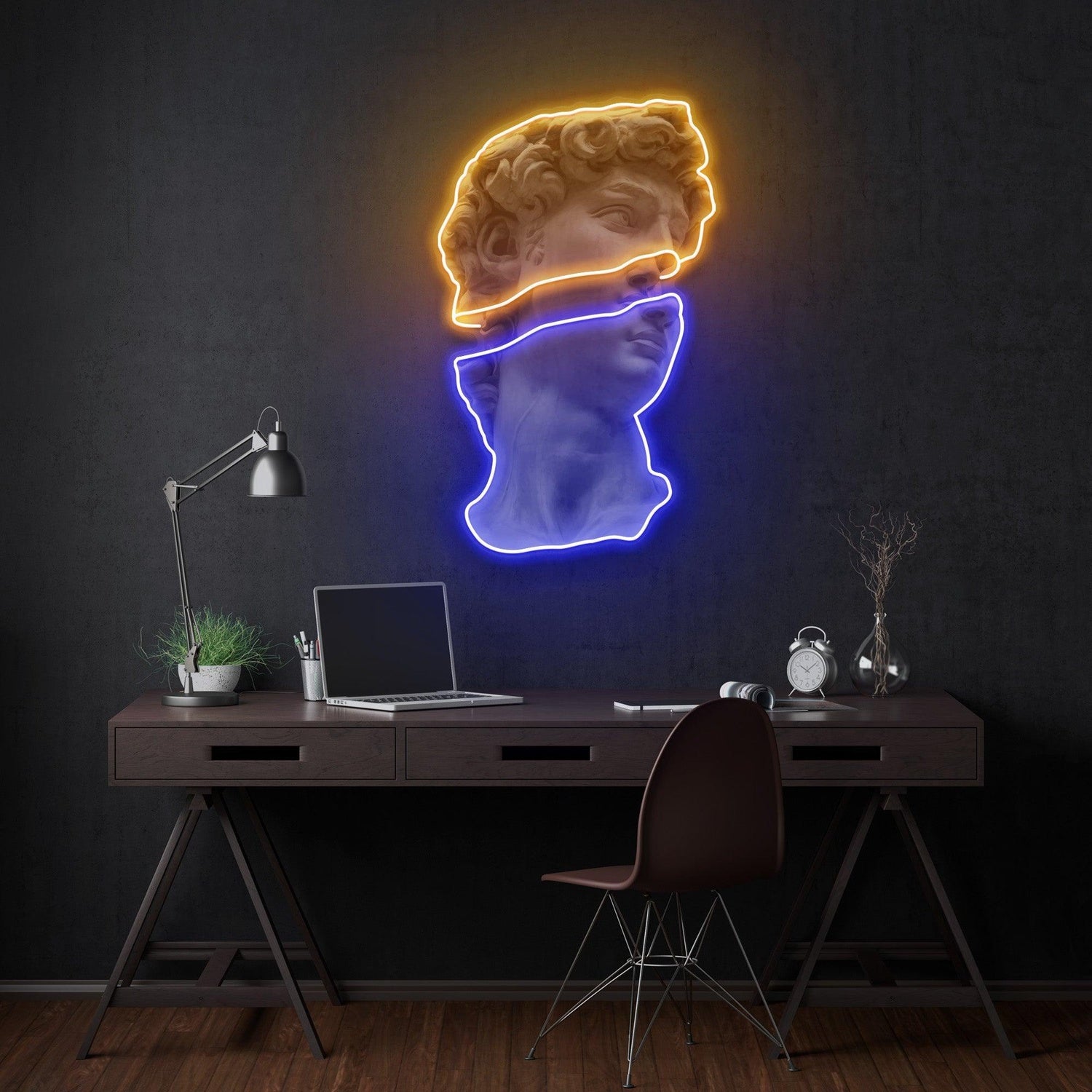 Statue Of David Blue Glow Uv Printed Led Neon Sign For Art Gallery Decor | Shineneon
