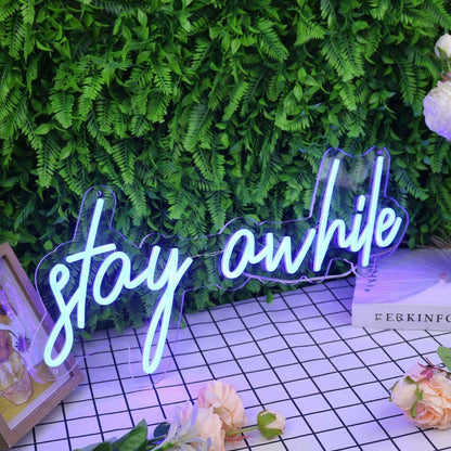 Stay A While Blue Led Neon Sign - Shineneon