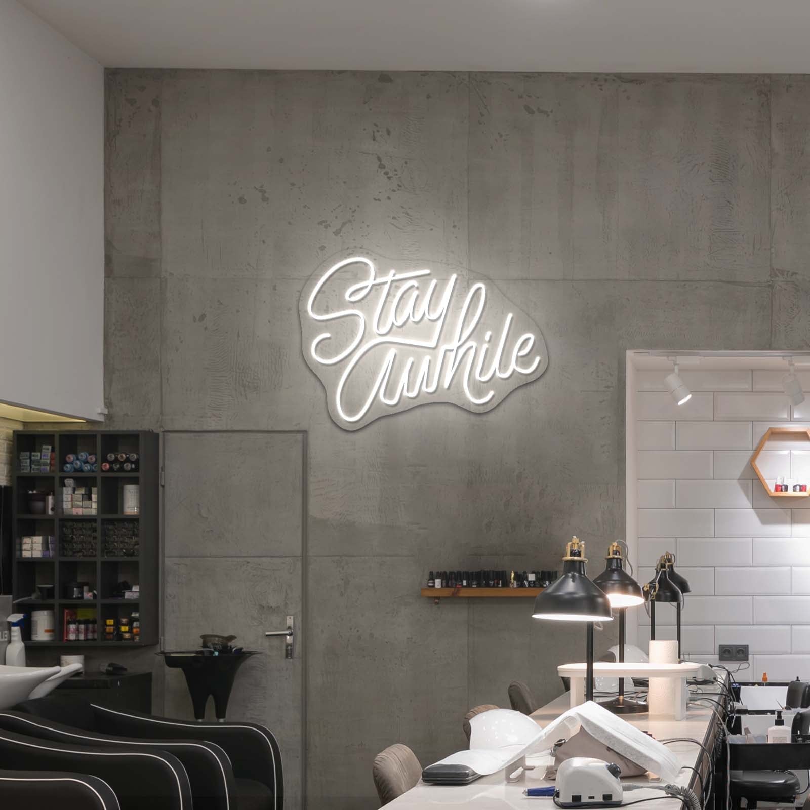Stay Awhile Fancy Led Neon Sign For Bar - Shineneon