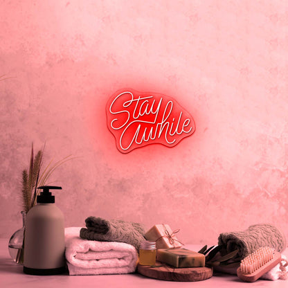 Stay Awhile Fancy Led Neon Sign For Bar - Shineneon