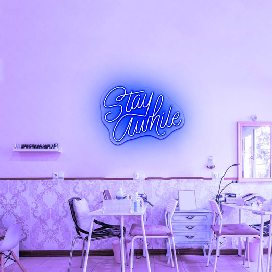 Stay Awhile Fancy Led Neon Sign For Bar