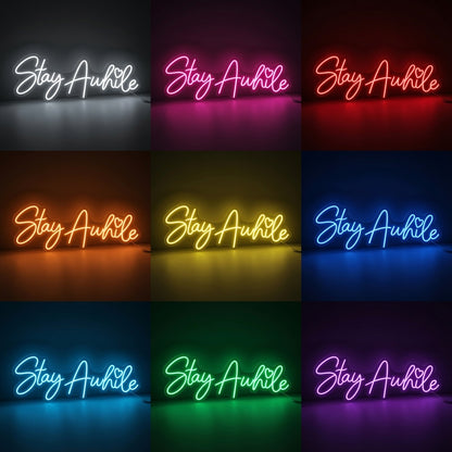 Stay Awhile Home Wall Decor LED Neon Sign - 05 Color Grid