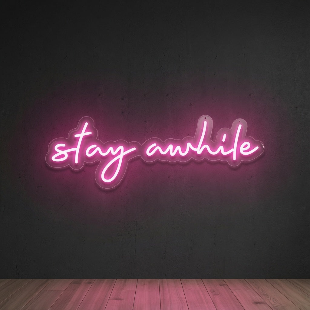 Stay Awhile LED Neon Sign Bedroom Decor - 01 Original Product Image