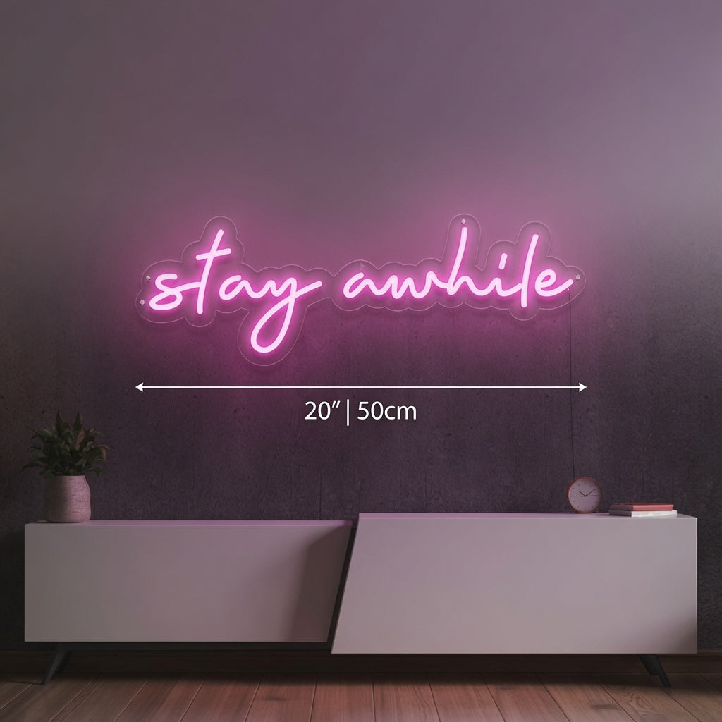 Stay Awhile LED Neon Sign Bedroom Decor - 04 Size Image