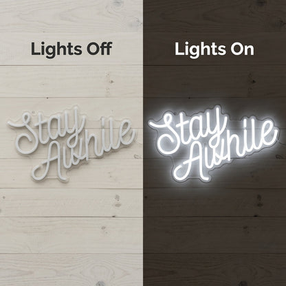 Stay Awhile LED Neon Sign Home Wall Art - 06 Day Night Comparison