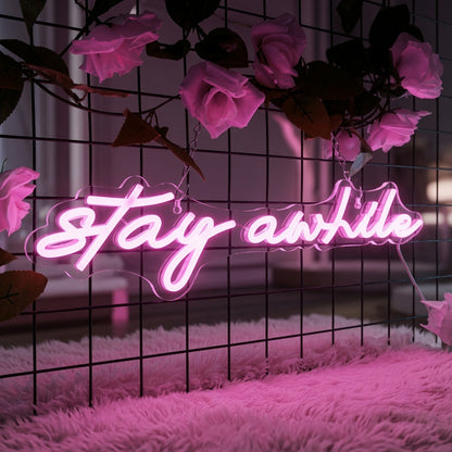 Stay Awhile LED Neon Sign Living Room Decor - 02 High-Converting Product Image