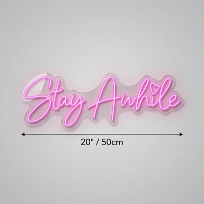 Stay Awhile Minimal Wall Decor LED Neon Sign - 04 Size Image