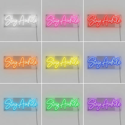 Stay Awhile Minimal Wall Decor LED Neon Sign - 05 Color Grid