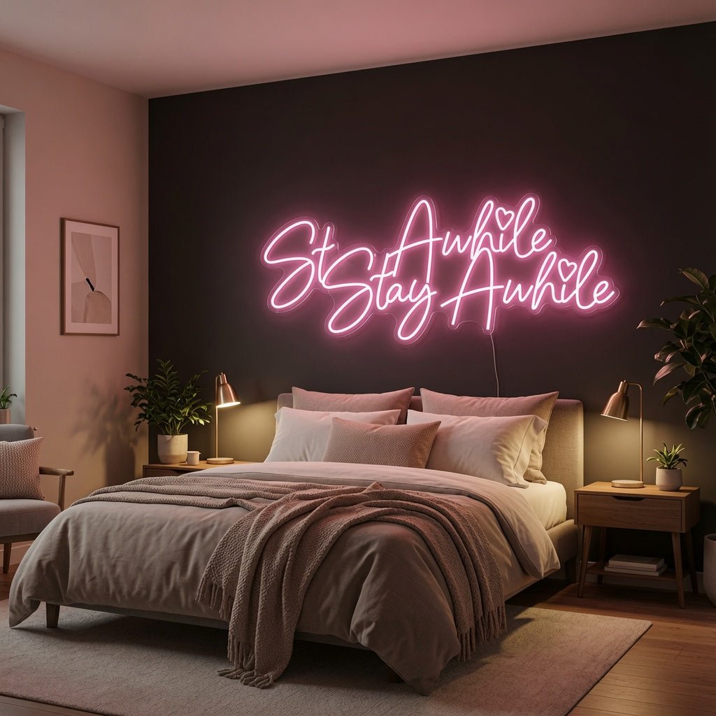 Stay Awhile Minimal Wall Decor LED Neon Sign - Shineneon