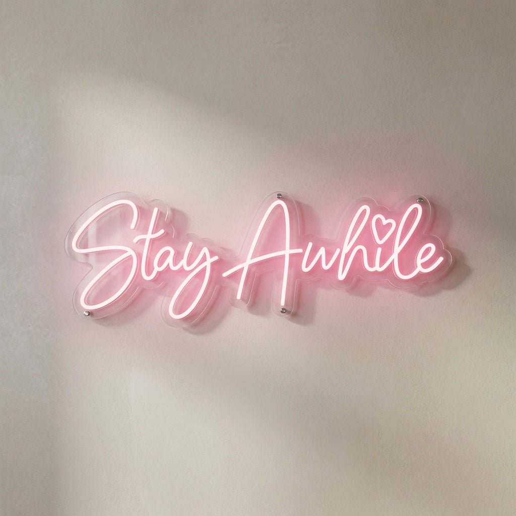 Stay Awhile Minimal Wall Decor LED Neon Sign - Shineneon