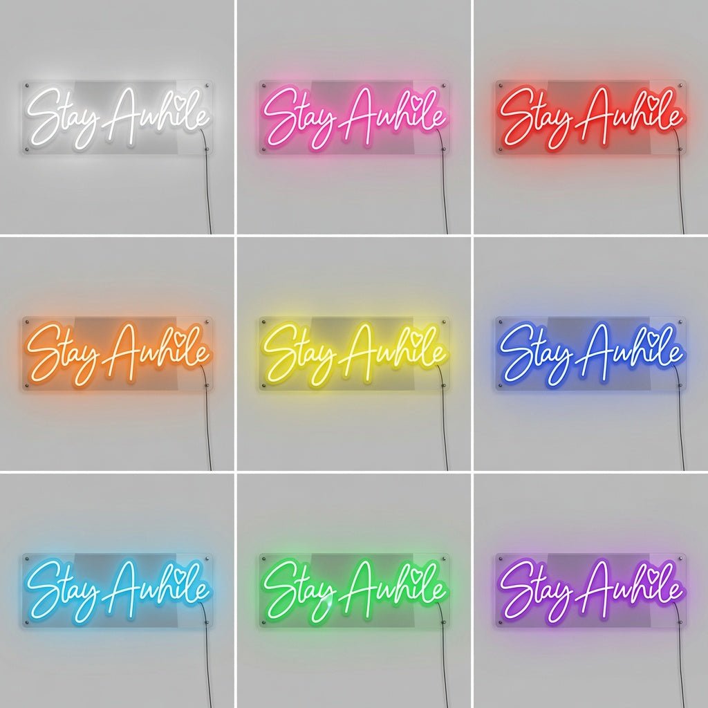 Stay Awhile Minimal Wall Decor LED Neon Sign - Shineneon