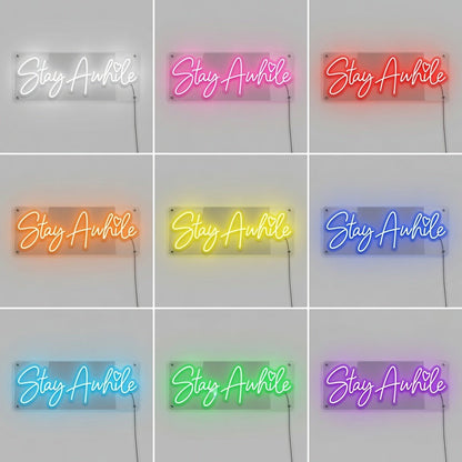 Stay Awhile Minimal Wall Decor LED Neon Sign - Shineneon