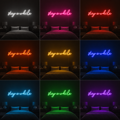 Stay Awhile Wall Decor LED Neon Sign color grid