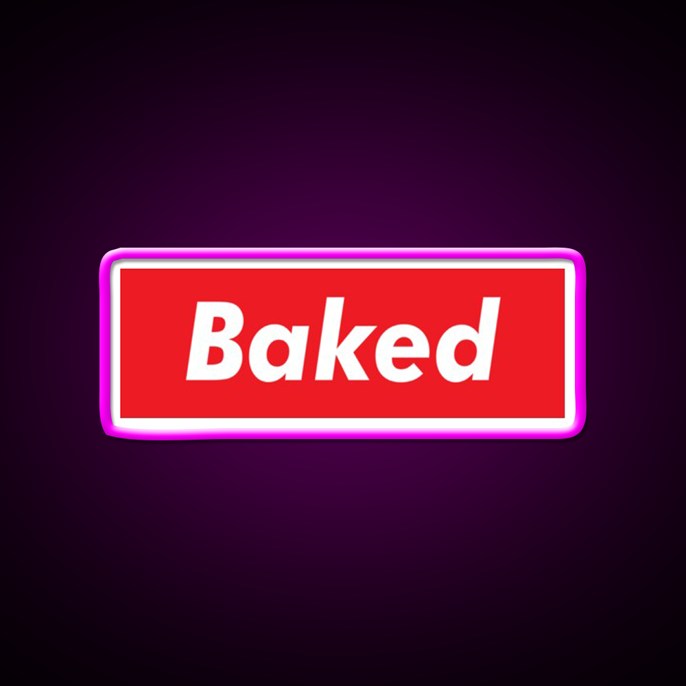 Stay Baked Hemp Inspired Green Leaf Led Neon Sign Rgb Color - Neon sign mounted on wall in room