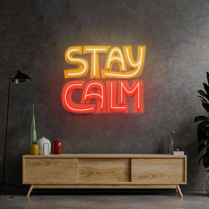 Stay Calm Yellow-Pink Retro Led Neon Sign For Indoor Home Decor | Shineneon