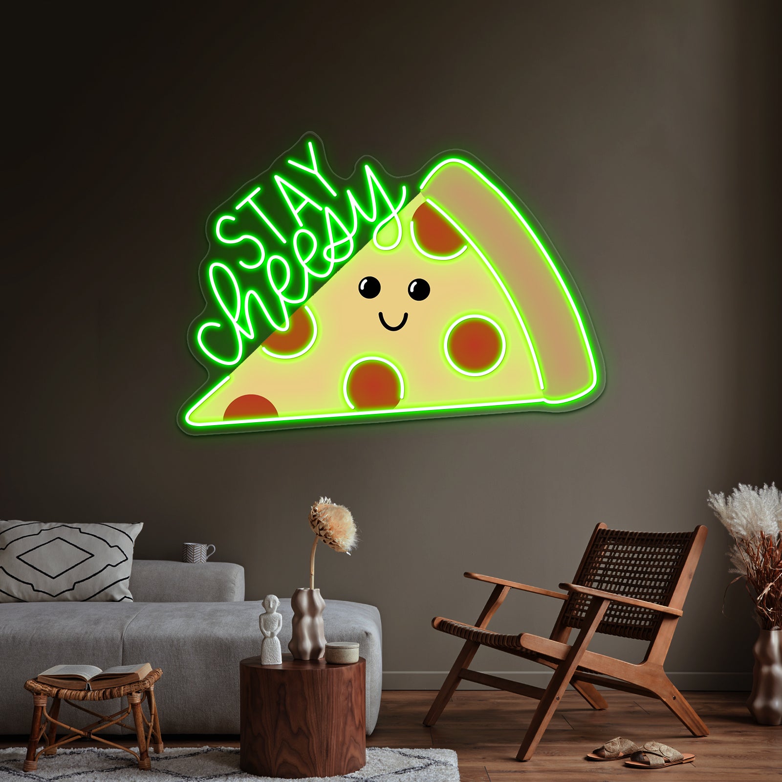 Stay Cheesy Pizza Artwork Led Neon Signs | Shineneon