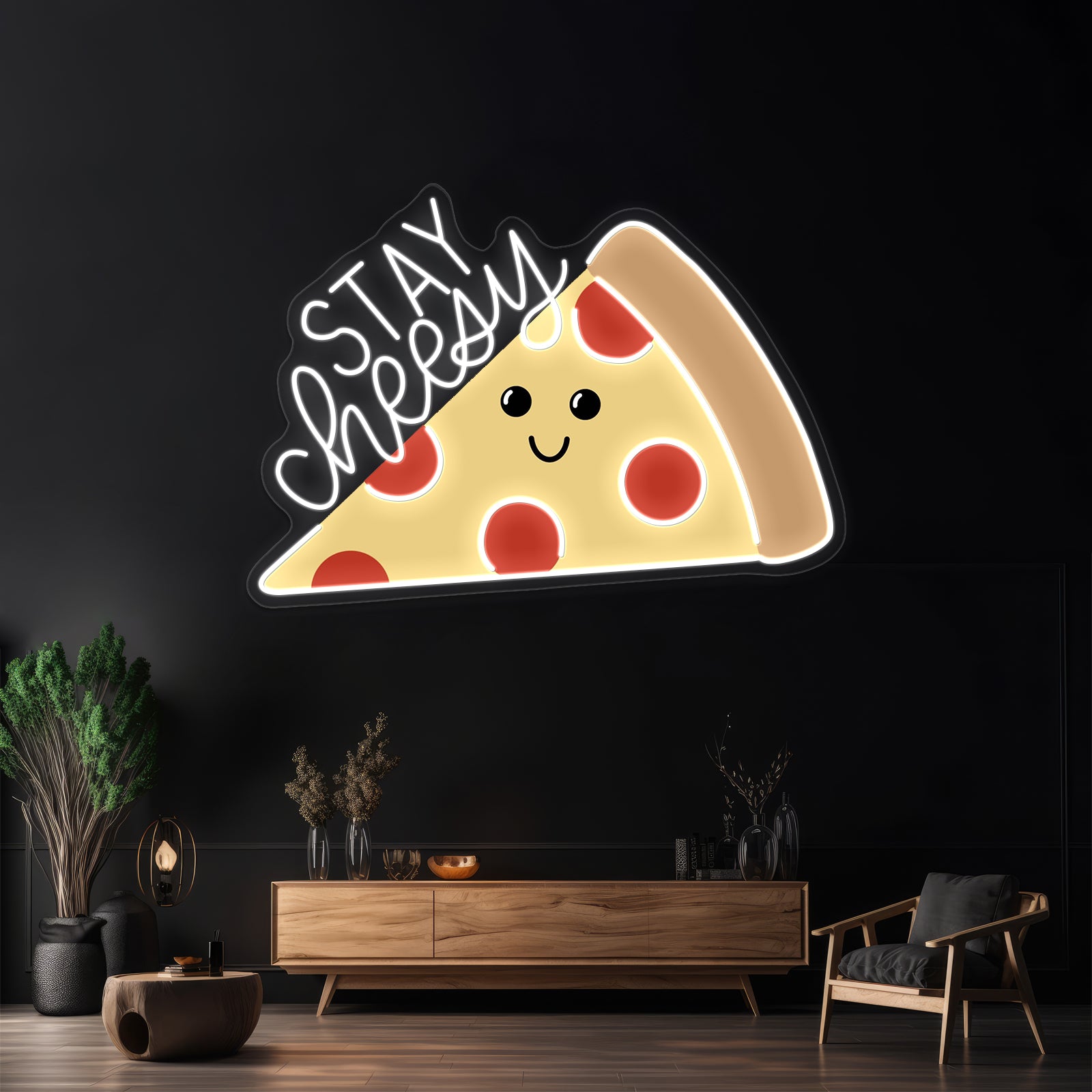 Stay Cheesy Pizza Artwork Led Neon Signs | Shineneon
