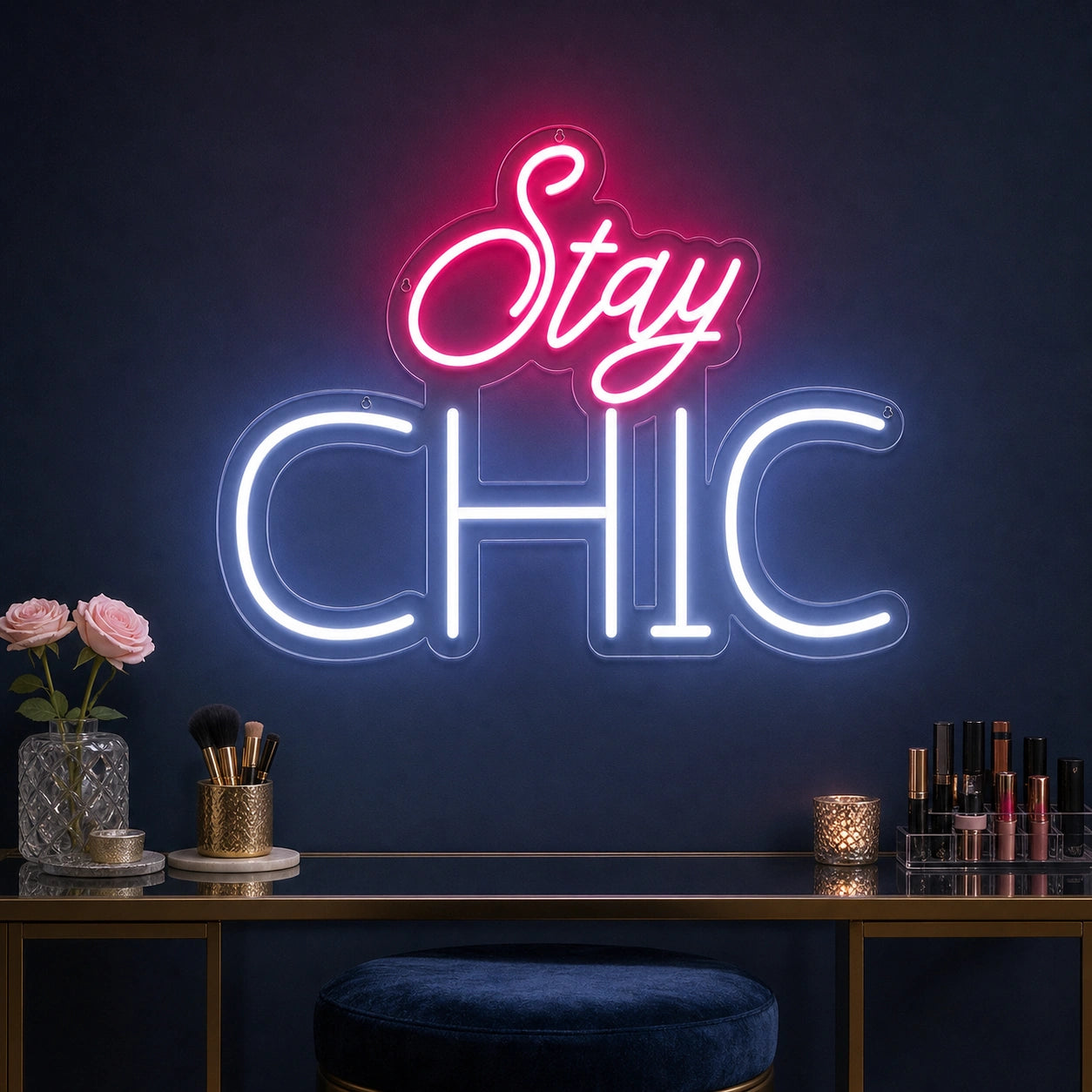 Stay Chic LED Neon Sign Garage Man Cave Neon Sign real lifestyle scene