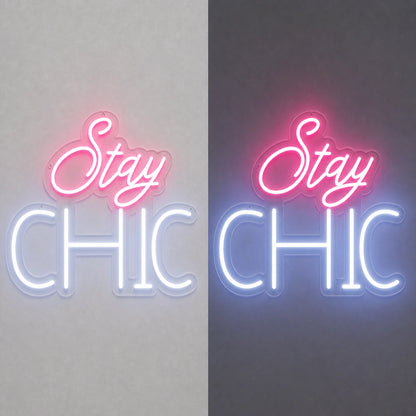 Stay Chic LED Neon Sign Garage Man Cave Neon Sign day and night comparison