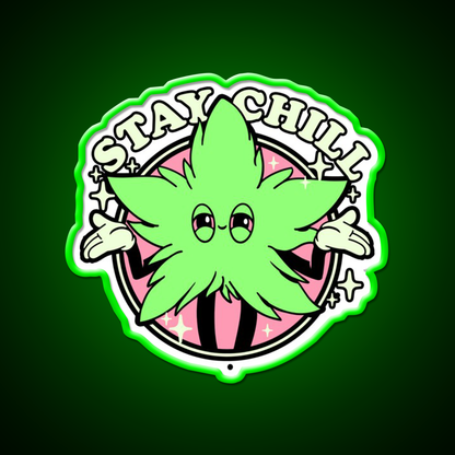 Stay Chill Hemp Inspired Green Leaf Led Neon Sign Rgb Color - LED neon sign view 8