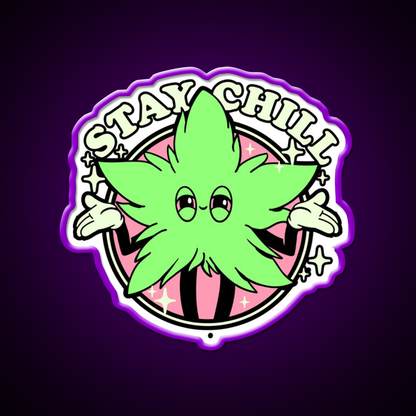 Stay Chill Hemp Inspired Green Leaf Led Neon Sign Rgb Color - LED neon sign view 9