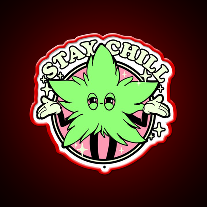 Stay Chill Hemp Inspired Green Leaf Led Neon Sign Rgb Color - LED neon sign view 10