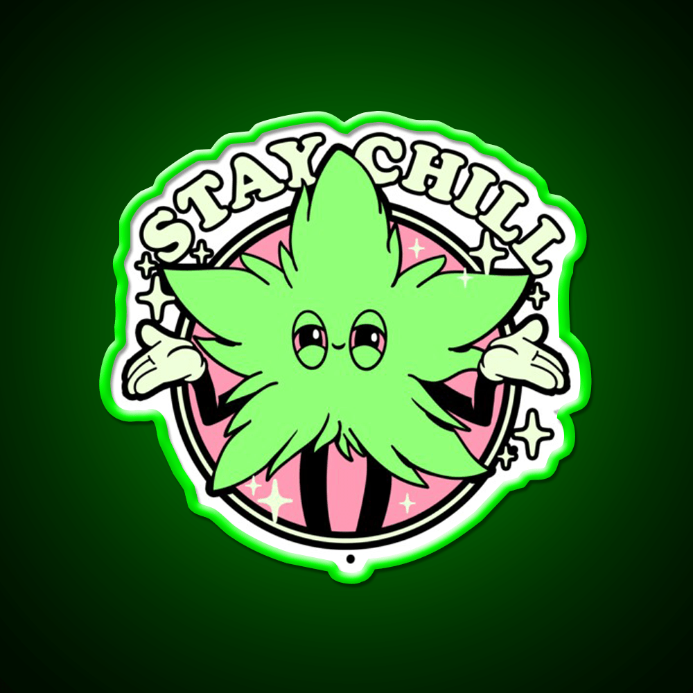Stay Chill Hemp Inspired Green Leaf Led Neon Sign Rgb Color - Shineneon