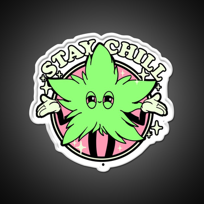 Stay Chill Hemp Inspired Green Leaf Led Neon Sign Rgb Color - LED neon sign view 11